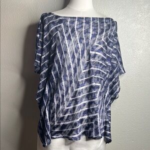 NWT Banana Republic Sheer Geometric Print Split Sleeve Navy Flowy‎ Blouse Sz S